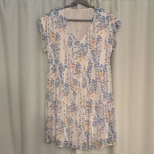 Cupshe Blue and Orange Floral Mini Boho Summer Dress, size M